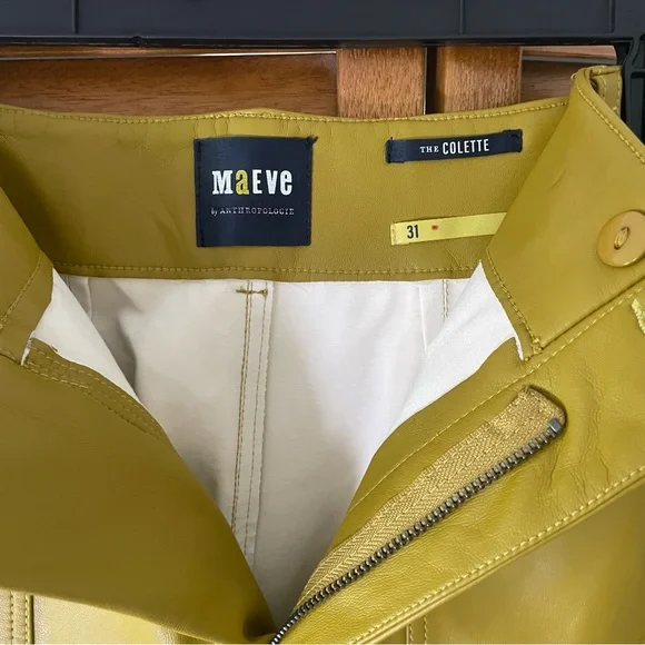 Maeve By Anthropologie The Colette Faux Leather Wide Leg Cropped Pants Sz 31 - Picture 2 of 11